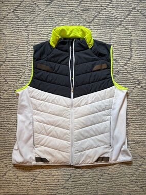 Sleeveless Colorblock Sport Vest in Black, White & Neon Yellow